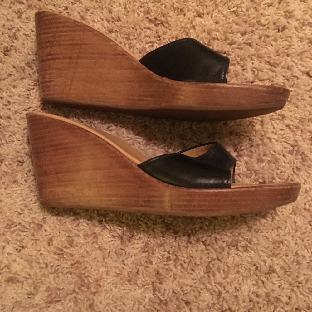 J. Crew leather wedge sandals sz. 9 like new!